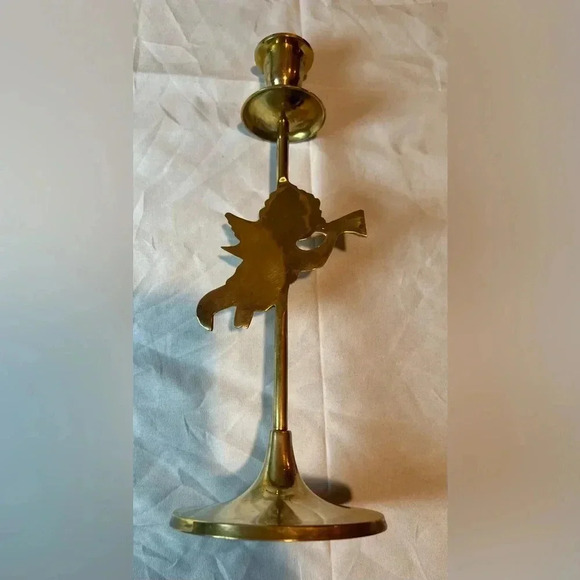 VINTAGE: Cherub brass candlestick holder - Picture 3 of 16
